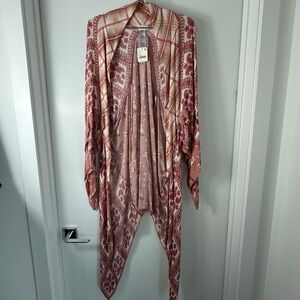 Free People Pink and Cream Plaid Kimono